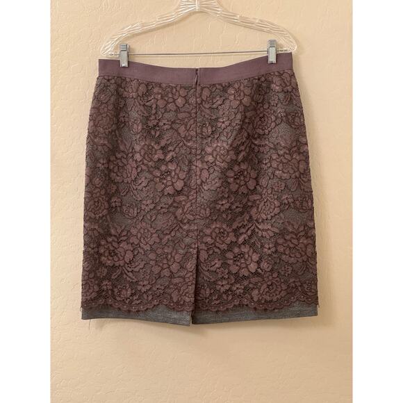 Ann Taylor LOFT Gray and Brown Lace Straight Pencil Skirt Size 12 - Picture 2 of 8